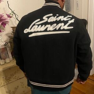 Saint Laurent Black Varsity Jacket for Men